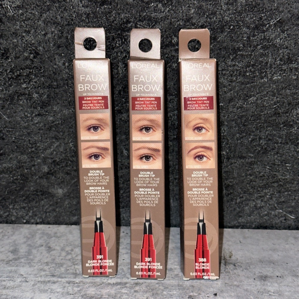 3 PACK L'Oreal Paris Faux Brow 388 & 391 BLONDE & Dark Blonde